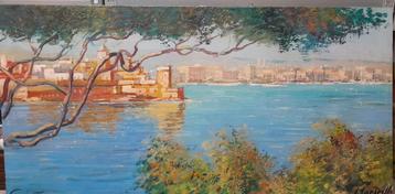 Peinture signé Calot Vue sur le  Port de Marseille 