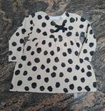 Mt 92 Beige jurk met zwarte vlekken en strik, lange mouwen, Kinderen en Baby's, Babykleding | Maat 62, Gebruikt, Meisje, Jurkje of Rokje