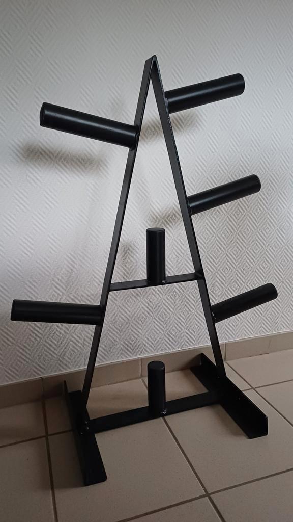 Opbergrek voor olympische halterschijven, Sport en Fitness, Fitnessmaterialen, Zo goed als nieuw, Halterschijven, Ophalen