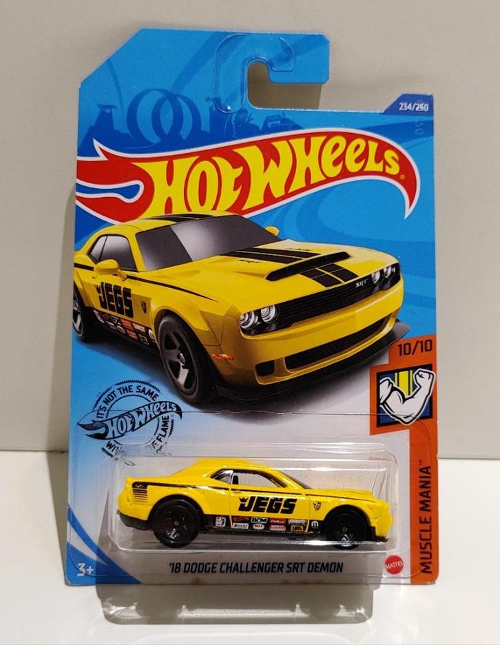 Hot Wheels '18 Dodge Challenger SRT Demon Geel (2018), Hobby en Vrije tijd, Modelauto's | Overige schalen, Ophalen of Verzenden