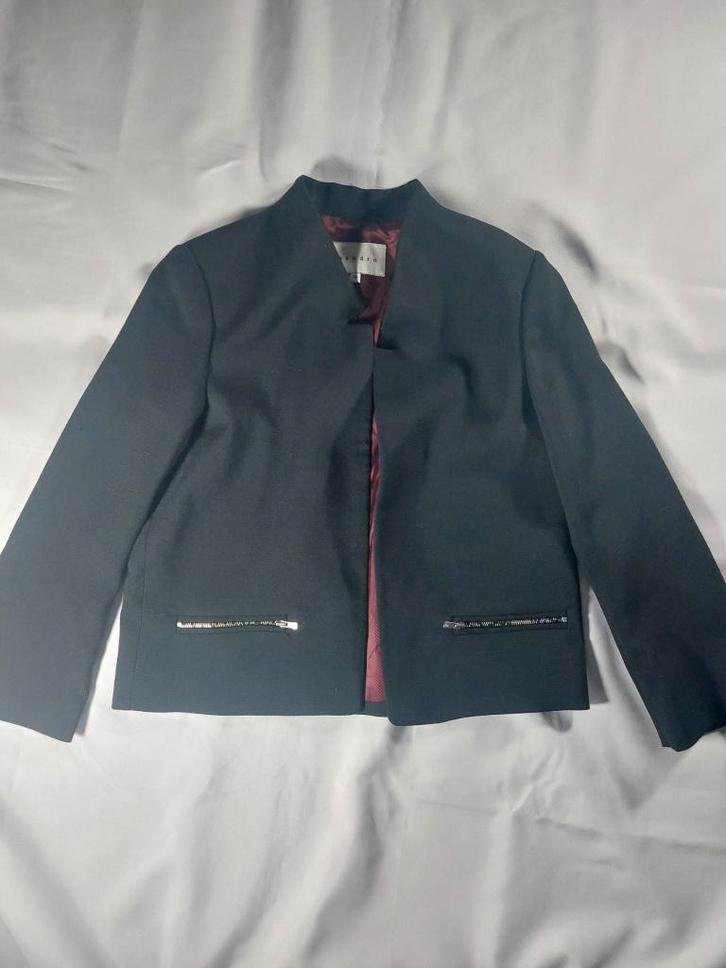 Blazer noir intérieur rouge de la marque Sandro, Vêtements | Femmes, Vestes & Costumes, Comme neuf, Costume ou Complet, Taille 36 (S)