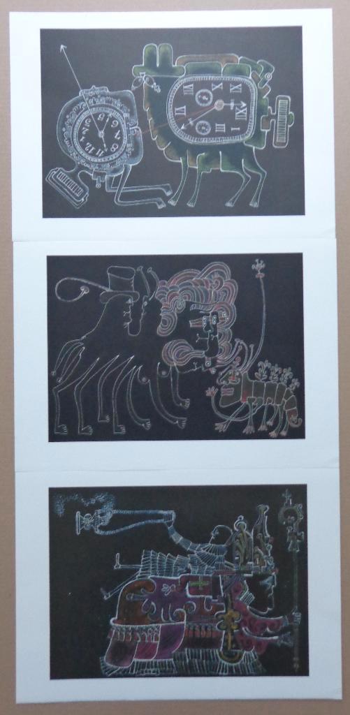 PIERRE CAILLE / LOT VAN 3 STUKS / KLEURLITHO / 32x45cm 1977, Antiek en Kunst, Kunst | Litho's en Zeefdrukken, Ophalen of Verzenden