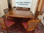 Table avec rallonge  + 6 chaises, Ophalen, Gebruikt, 4 tot 6 stoelen