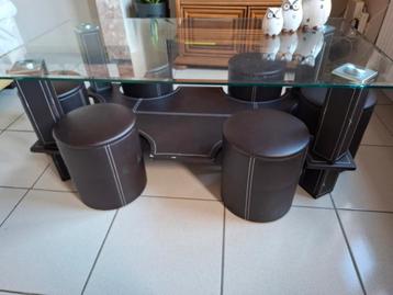 Salontafel en poefjes, Huis en Inrichting, Tafels | Salontafels, Ophalen, Gebruikt