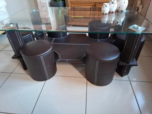 Salontafel en poefjes, Huis en Inrichting, Tafels | Salontafels, Gebruikt, Ophalen