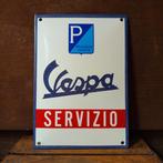 Emaille Schild VESPA SERVIZIO Reclamebord Vintage Plaque 80s, Verzenden, Gebruikt, Reclamebord