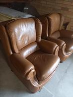 lederen fauteuils, Huis en Inrichting, Fauteuils, Ophalen, Klassiek, Zo goed als nieuw, 75 tot 100 cm