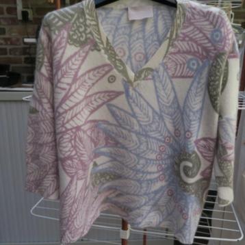 Fijn pulleke cashmere print lila paars Hemisphere mt 40-42 beschikbaar voor biedingen