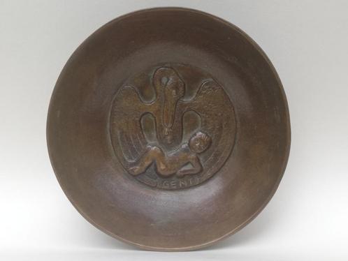 Belle coupe en bronze - Enfant & Pélican - Vindevogel Gand, Antiquités & Art, Curiosités & Brocante, Enlèvement ou Envoi