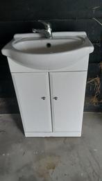 Badkamermeubel met lavabo en spiegel., Huis en Inrichting, Badkamer | Badkamermeubels, Ophalen, Gebruikt, 50 tot 100 cm, 25 tot 50 cm