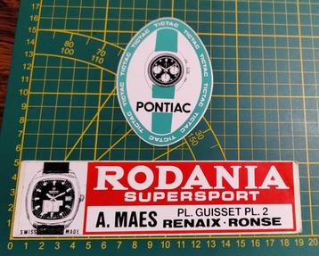  Lot 2x stickers uurwerken TicTac Pontiac-Rodania Supersport