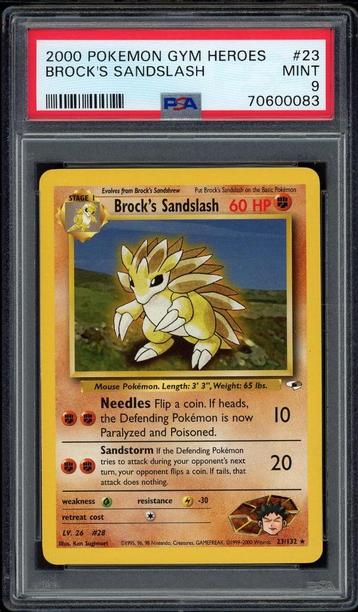 Brock's Sandslash PSA 9 - 23/132 - Gym Heroes 2000 beschikbaar voor biedingen
