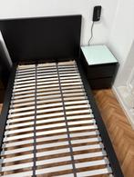 IKEA MALM BED 90x200 CM + ONDERSTEL + NACHTKASTJE, Ophalen, 90 cm, Eenpersoons, Zwart