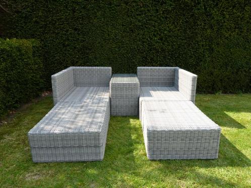 Loungeset incl.kussens, Tuin en Terras, Tuinsets en Loungesets, Zo goed als nieuw, Loungeset, Wicker, 4 zitplaatsen, Bank, Bijzettafel