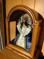 Lieve vrouwbeeld met kindje in houten kastje met glas, Antiek en Kunst, Antiek | Religieuze voorwerpen, Ophalen