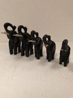 5 mooi olifanten in ebbenhout met de hand gemaakt, Comme neuf, Animal, Enlèvement ou Envoi
