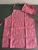 Roze keukenschort en muts kind, Ophalen of Verzenden, Zo goed als nieuw, Roze, Schort