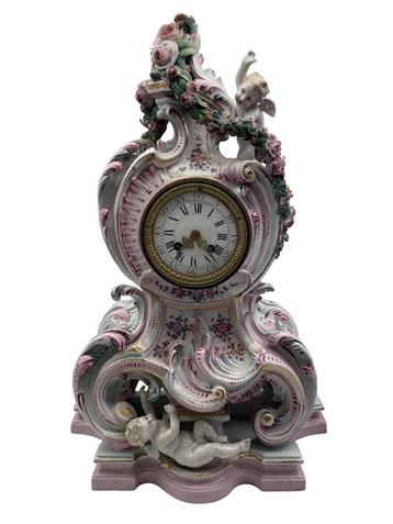 Grote klok van Saksisch porselein - Louis XV-stijl - 19e beschikbaar voor biedingen
