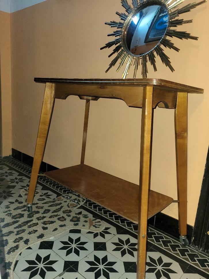 Vintage bijzettafel / serveertafel / plantentafel, Antiek en Kunst, Curiosa en Brocante, Ophalen