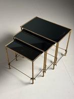 Vintage nesting tables verguld rope goud spiegelglas, Huis en Inrichting, Tafels | Bijzettafels, Ophalen of Verzenden