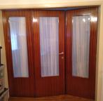 Porte intérieure vintage en 3 parties avec verre taillé, Comme neuf, Porte pliante, 200 à 215 cm, Verre