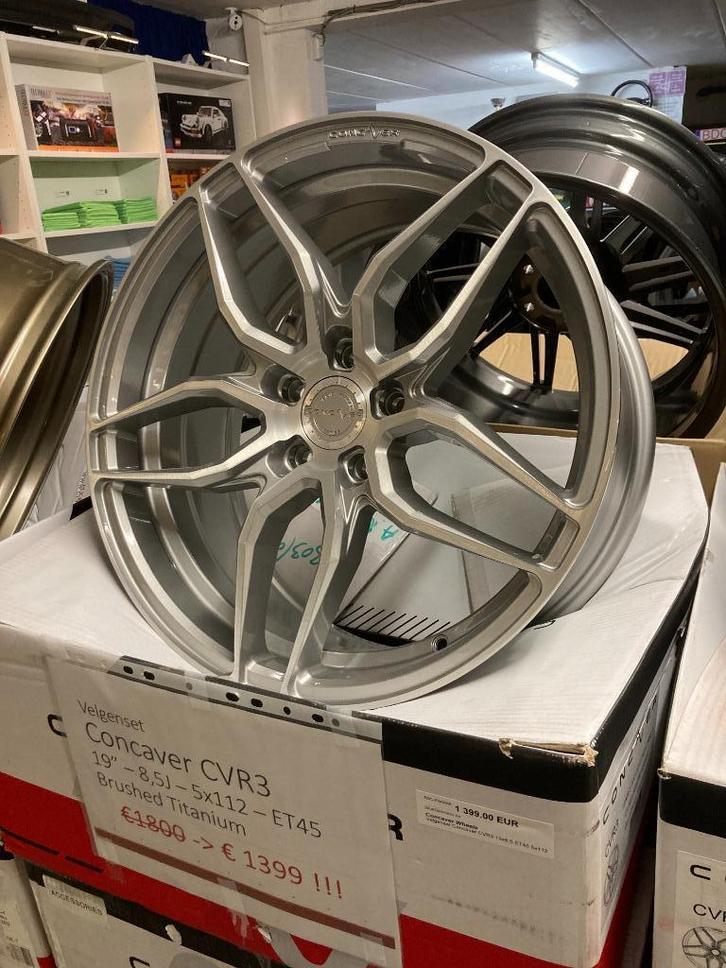 NIEUWE Velgenset Concaver CVR3 19x8,5 ET45 5x112 Brushed Tit, Auto diversen, Tuning en Styling, Ophalen of Verzenden