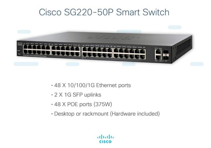 Switch Cisco - PoE - SG220-50P, Computers en Software, Netwerk switches, Gebruikt, Ophalen