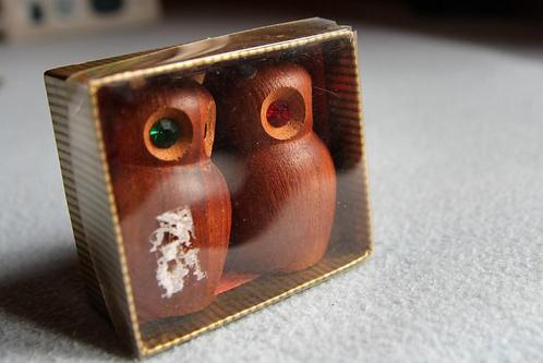 Teakhouten vintage peper en zoutstel Uil, Verzamelen, Retro, Overige typen, Ophalen of Verzenden