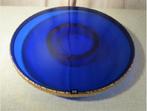Prachtige Oude Blauw Glazen Taartschaal op voet - 30cm, Antiek en Kunst, Verzenden