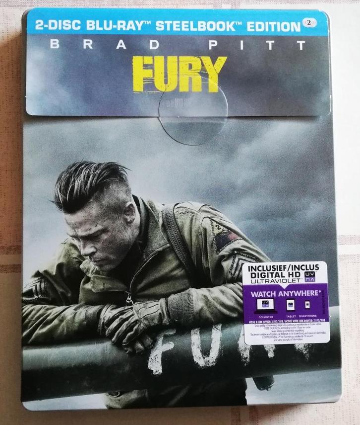 Fury - 2-DISC BLU-RAY STEELBOOK, Cd's en Dvd's, Blu-ray, Zo goed als nieuw, Actie, Ophalen of Verzenden