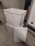 Stevige witte stapelboxen, waterbestendig, Ophalen