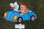 Geboorteborden o.a blauwe auto met baby en ooievaar., Enlèvement, Neuf, Tableau de naissance
