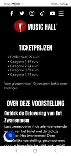 Tickets het zwanenmeer, Tickets en Kaartjes, Evenementen en Festivals, Twee personen