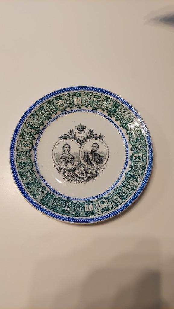 Herdenkingsbord Leopold II & Marie-Henriette, Antiek en Kunst, Antiek | Schalen, Ophalen