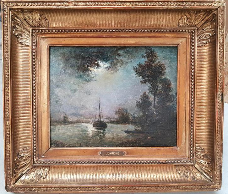 JONGKIND - Olieverf op doek - Canal in Holland, Antiek en Kunst, Kunst | Schilderijen | Klassiek, Verzenden