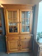 massief houten buffetkast met glas, Huis en Inrichting, Kasten | Buffetkasten, Ophalen, Gebruikt, Glas