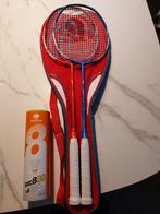 2 badminton racketten met tas en pluimpjes, Sport en Fitness, Badminton, Ophalen, Zo goed als nieuw, Tas