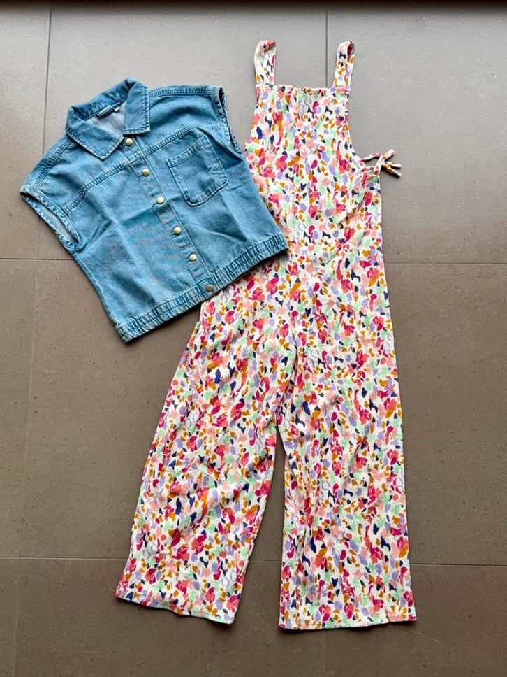 Jumpsuit + jeansjasje - 1x gedragen - doe een bod, Kinderen en Baby's, Kinderkleding | Maat 152, Zo goed als nieuw, Ophalen