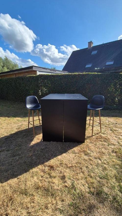 Hoge Zwarte Keukenbarset – 2 Krukken, Huis en Inrichting, Barren, Gebruikt, Inclusief barstoelen, Ophalen