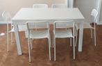 Uitschuifbare tafel met zes stoelen, Huis en Inrichting, Tafels | Eettafels, Ophalen