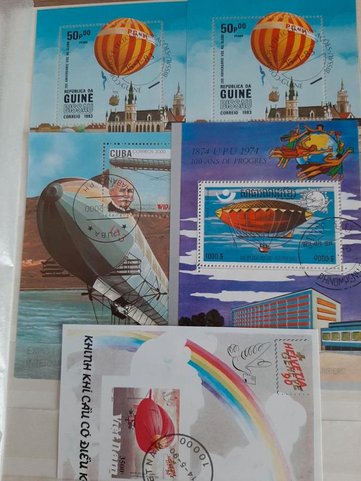 Thema: Vliegtuigen-luchtballon-auto's-brandweer + blokken°, Postzegels en Munten, Postzegels | Thematische zegels, Gestempeld