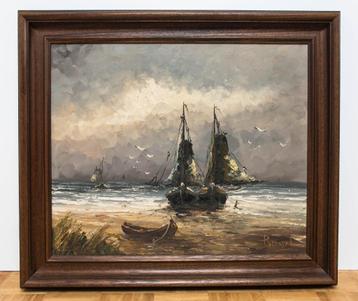 Tableau - Marine avec bâteaux de pêche beschikbaar voor biedingen