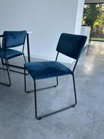 Velvet eetkamerstoelen - 8 stuks - petrol kleur, Ophalen, Blauw, Zo goed als nieuw, Vijf, Zes of meer stoelen
