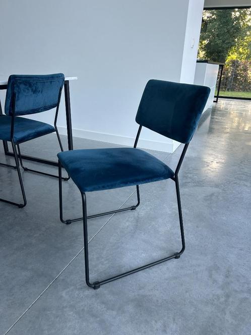 Velvet eetkamerstoelen - 8 stuks - petrol kleur, Huis en Inrichting, Stoelen, Zo goed als nieuw, Vijf, Zes of meer stoelen, Stof