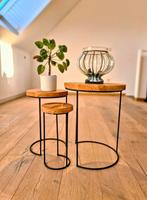 Set van 3 ronde bijzettafeltjes., Huis en Inrichting, Tafels | Bijzettafels, Ophalen of Verzenden, Zo goed als nieuw, Rond, Hout