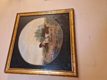 Antiek OLIE OP DOEK: 1840/ 1890 beschikbaar voor biedingen