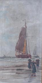 Ph. Janssen: vissersboot ca. 1900 (O/D, 42 x 73 cm), Antiek en Kunst, Kunst | Schilderijen | Klassiek, Ophalen of Verzenden