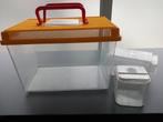 Kunststof aquarium van 27x17x17 cm en 2 nesten, Ophalen, Gebruikt