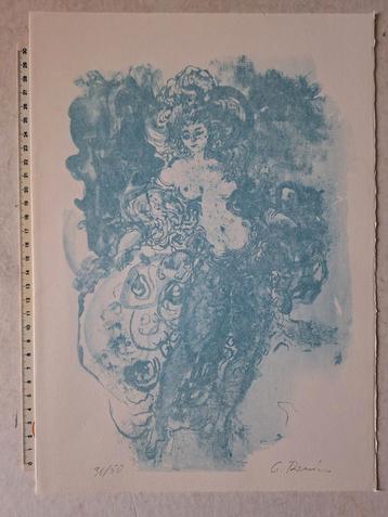 Litho van G. Roman "Staande halfnaakte vrouw" beschikbaar voor biedingen