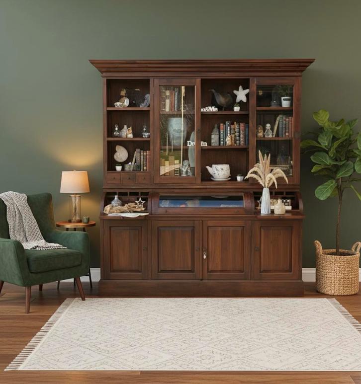 Armoire de pharmacie en teck, armoire de buffet, vitrine., Maison & Meubles, Armoires | Armoires murales, Neuf, 200 cm ou plus